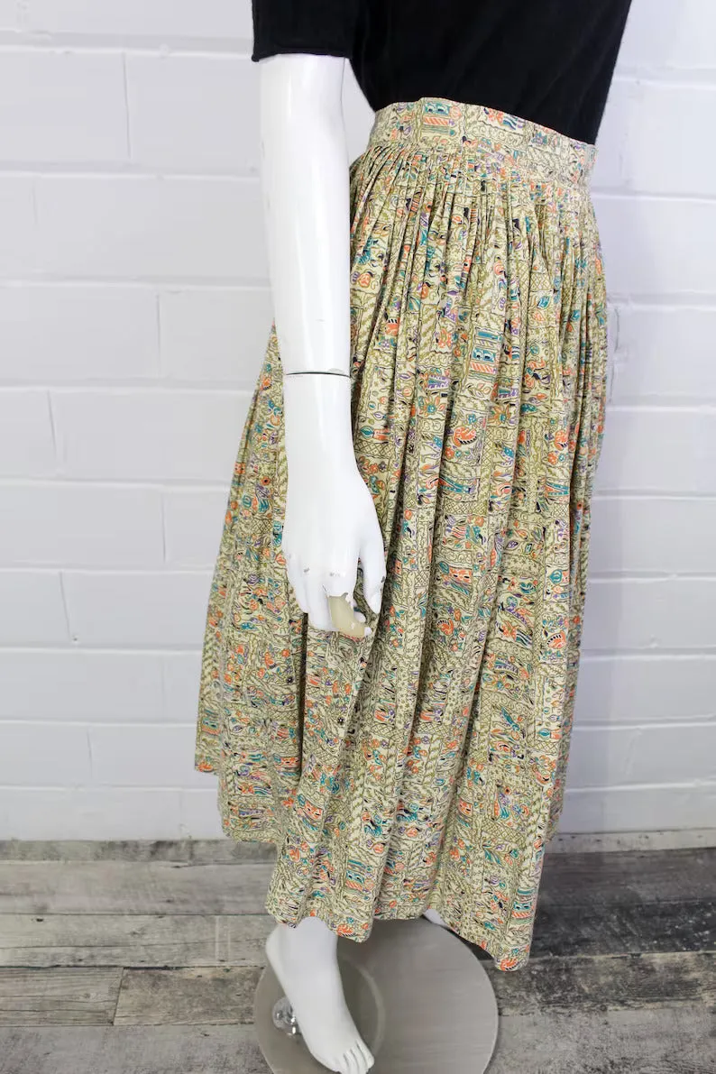 1950s Middle Eastern Novelty Print Full Skirt, XS