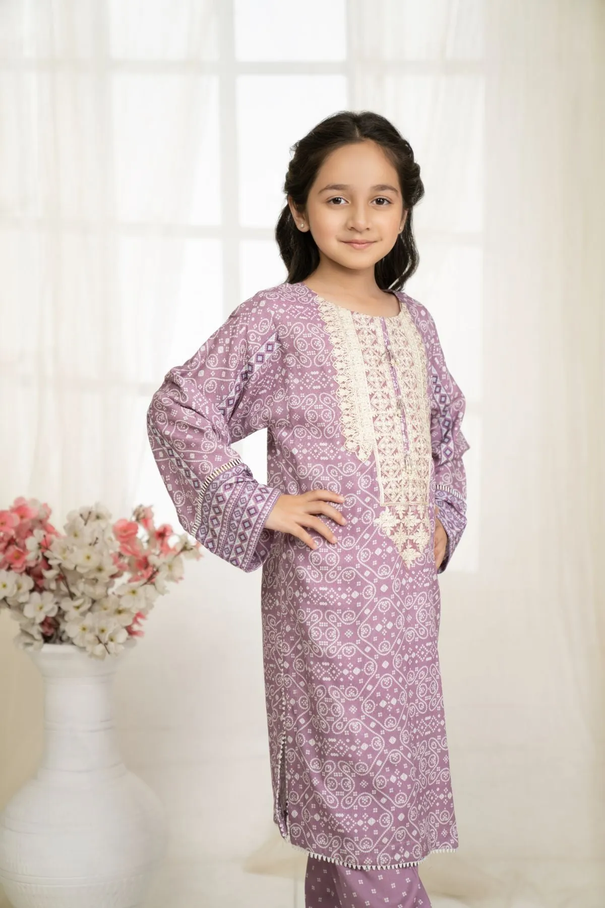 2PC Printed Kids Suit - KDS 585