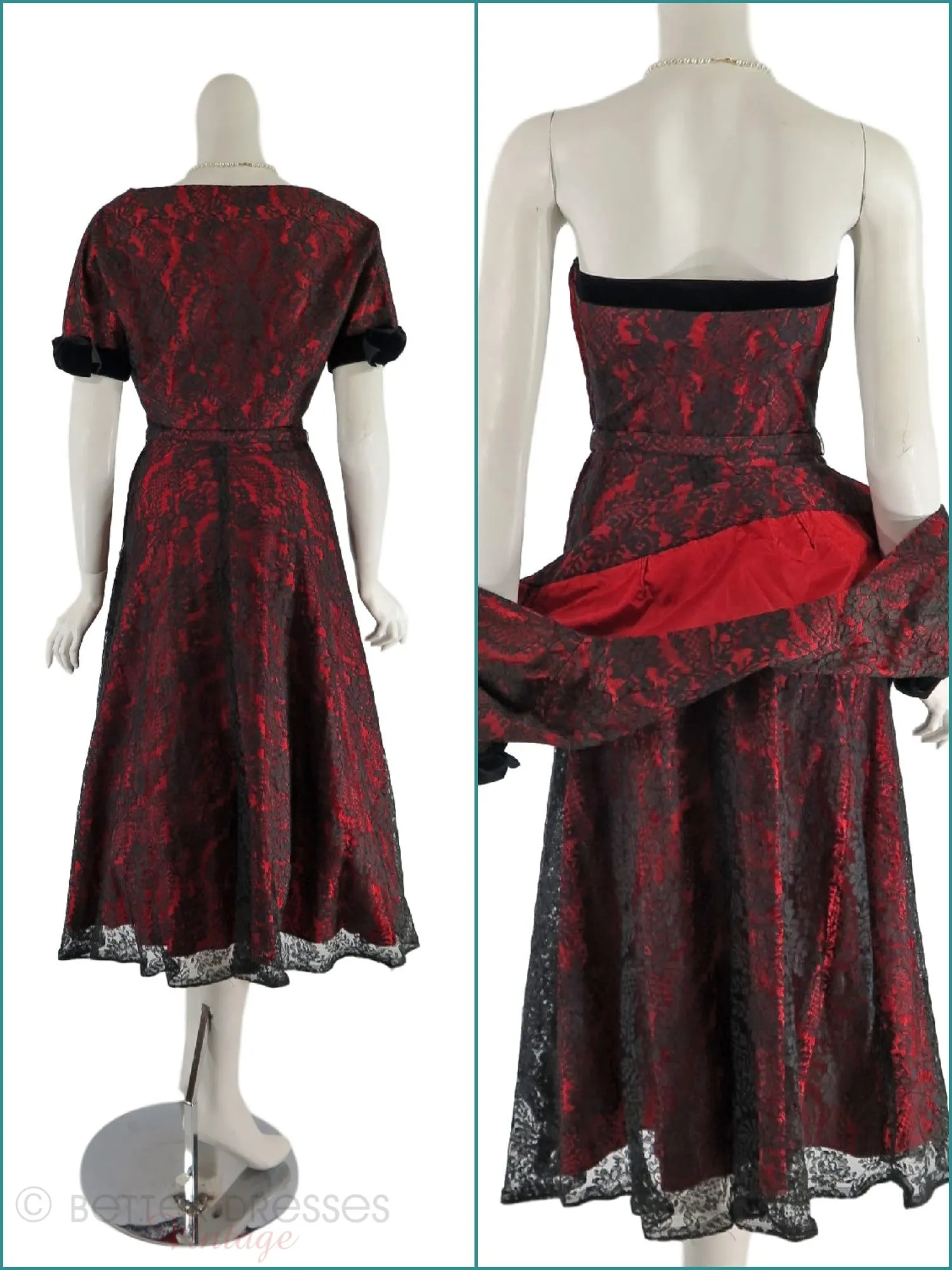 40s/50s Strapless Dress & Bolero Set - sm