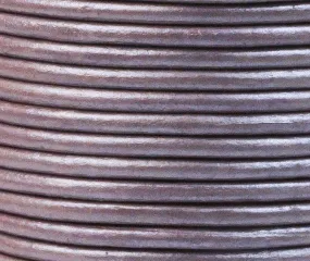 4mm Round Greek Leather - Metallic Violet (Sold by the Inch)