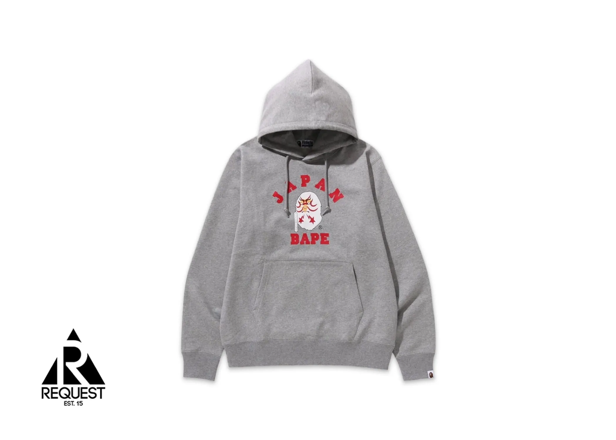 A Bathing Ape BAPE Japan College Kabuki Pullover Hoodie Grey