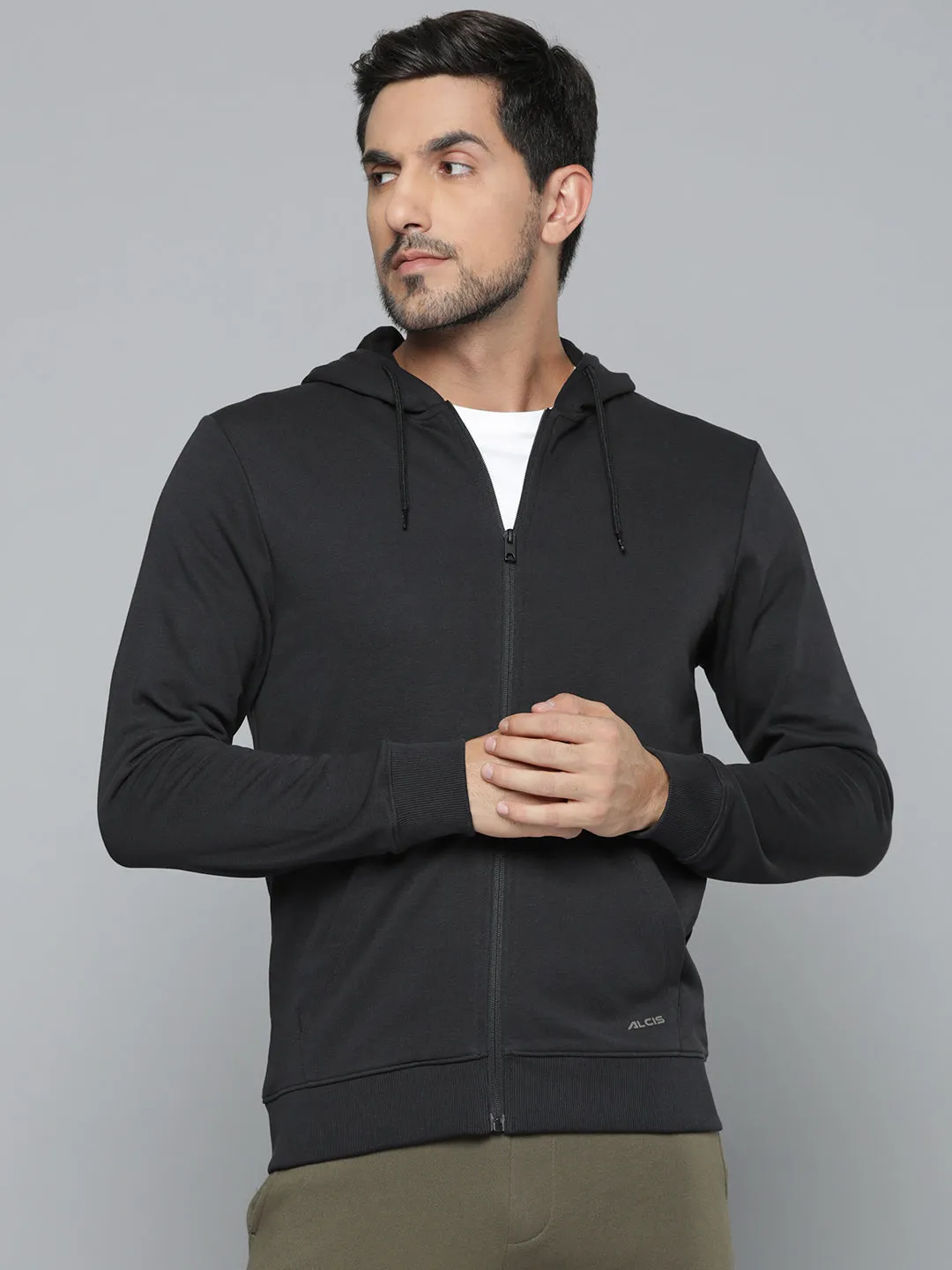 Alcis Men Black Hooded Sweatshirt