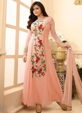 Amazing Peach Colour Fancy Anarkali Designer Suit