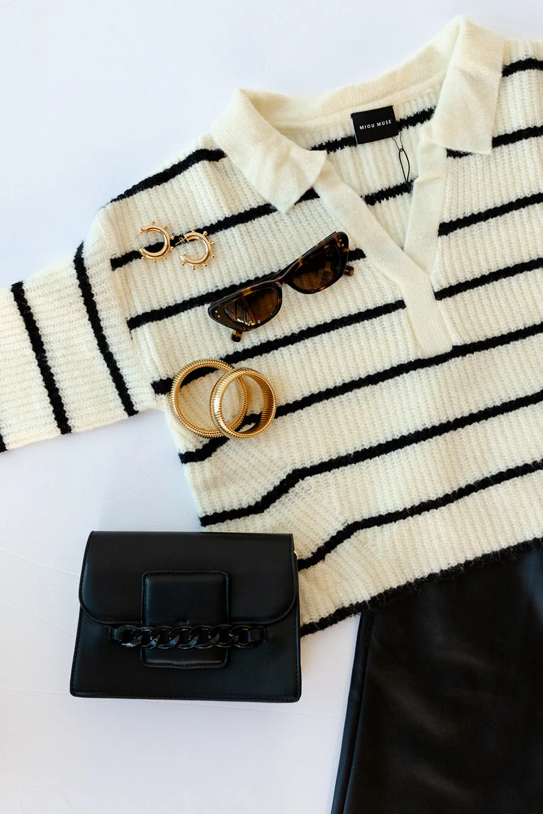 anika striped collar sweater