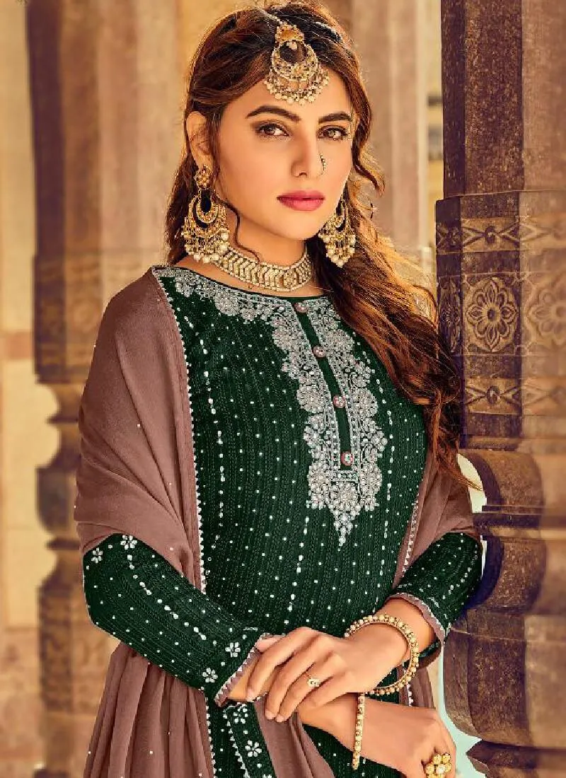 Appealing Dark Green color Georgette Base Salwar Kameez