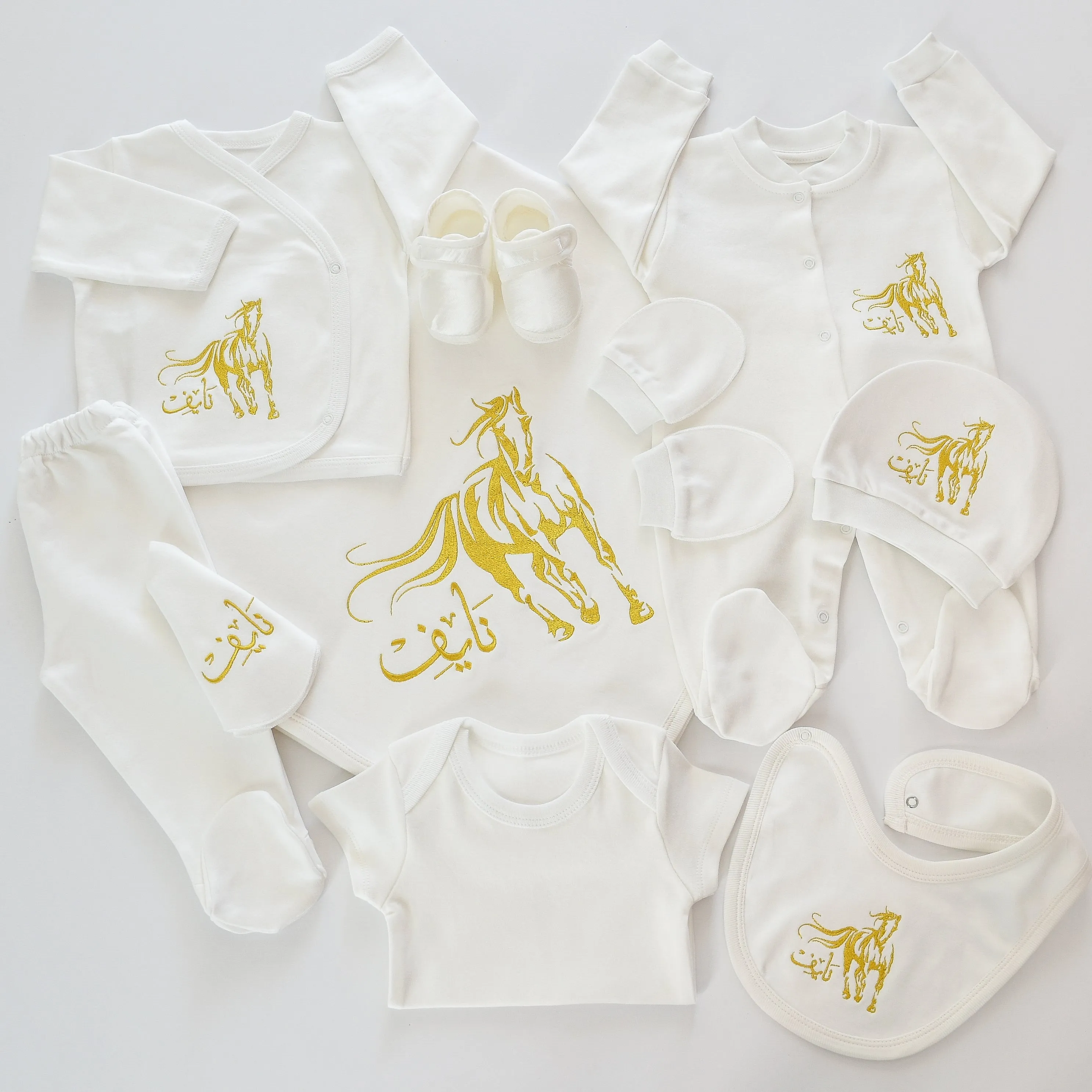 Arabian Horse Baby Boy Coming Home Embroidered Set