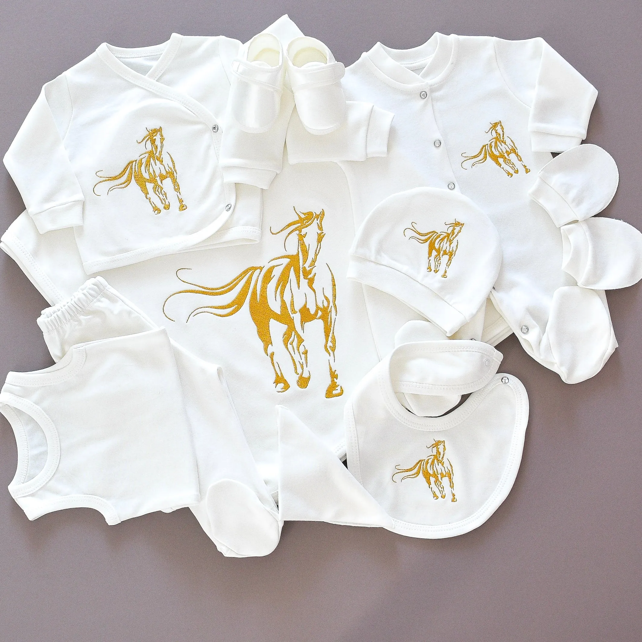 Arabian Horse Baby Boy Coming Home Embroidered Set