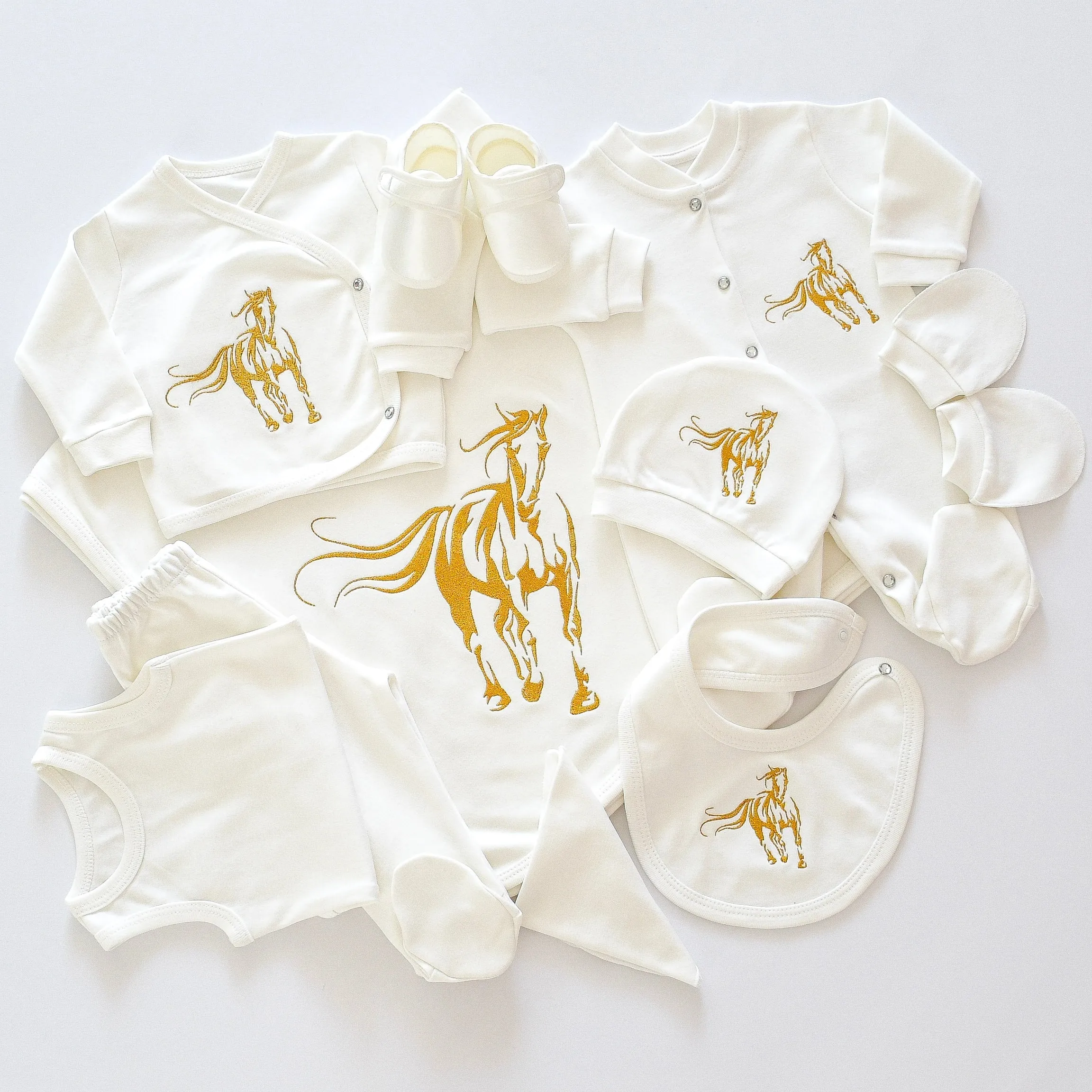 Arabian Horse Baby Boy Coming Home Embroidered Set