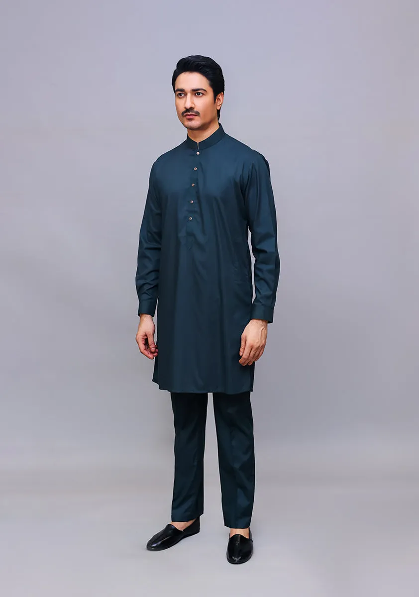 Basic Poly Viscose Green Gables Slim Fit Plain Suit