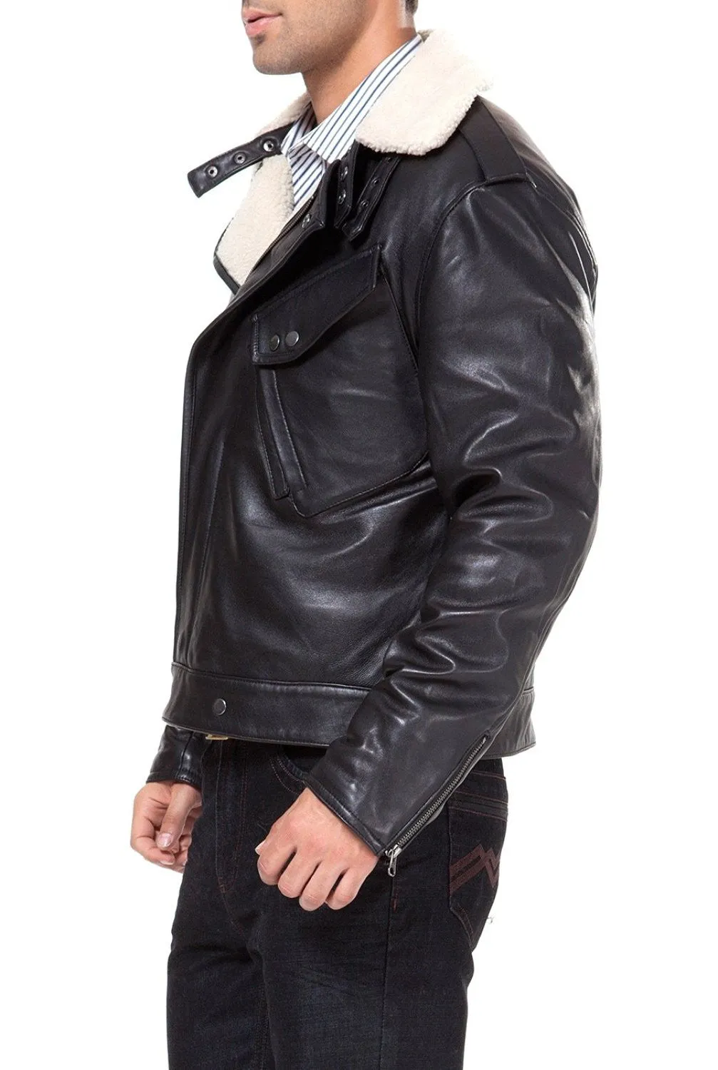 BGSD Men Grant New Zealand Lambskin Leather Motorcycle Jacket