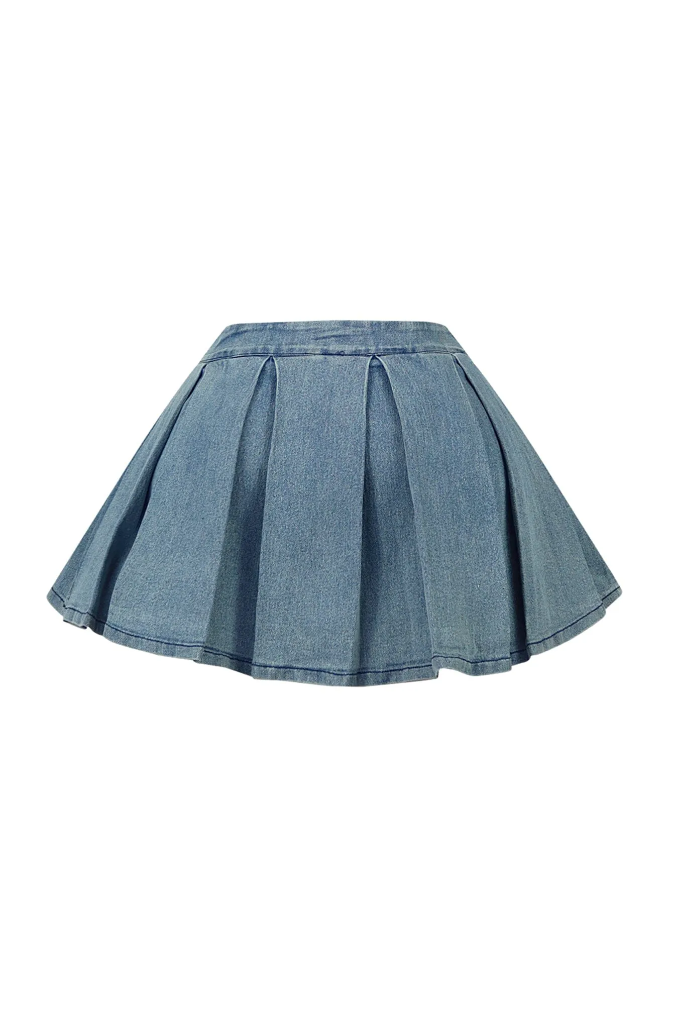 Birdie Pleated Denim Mini Skirt