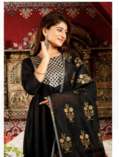 Black Gold Partywear Salwar Suit Dupatta