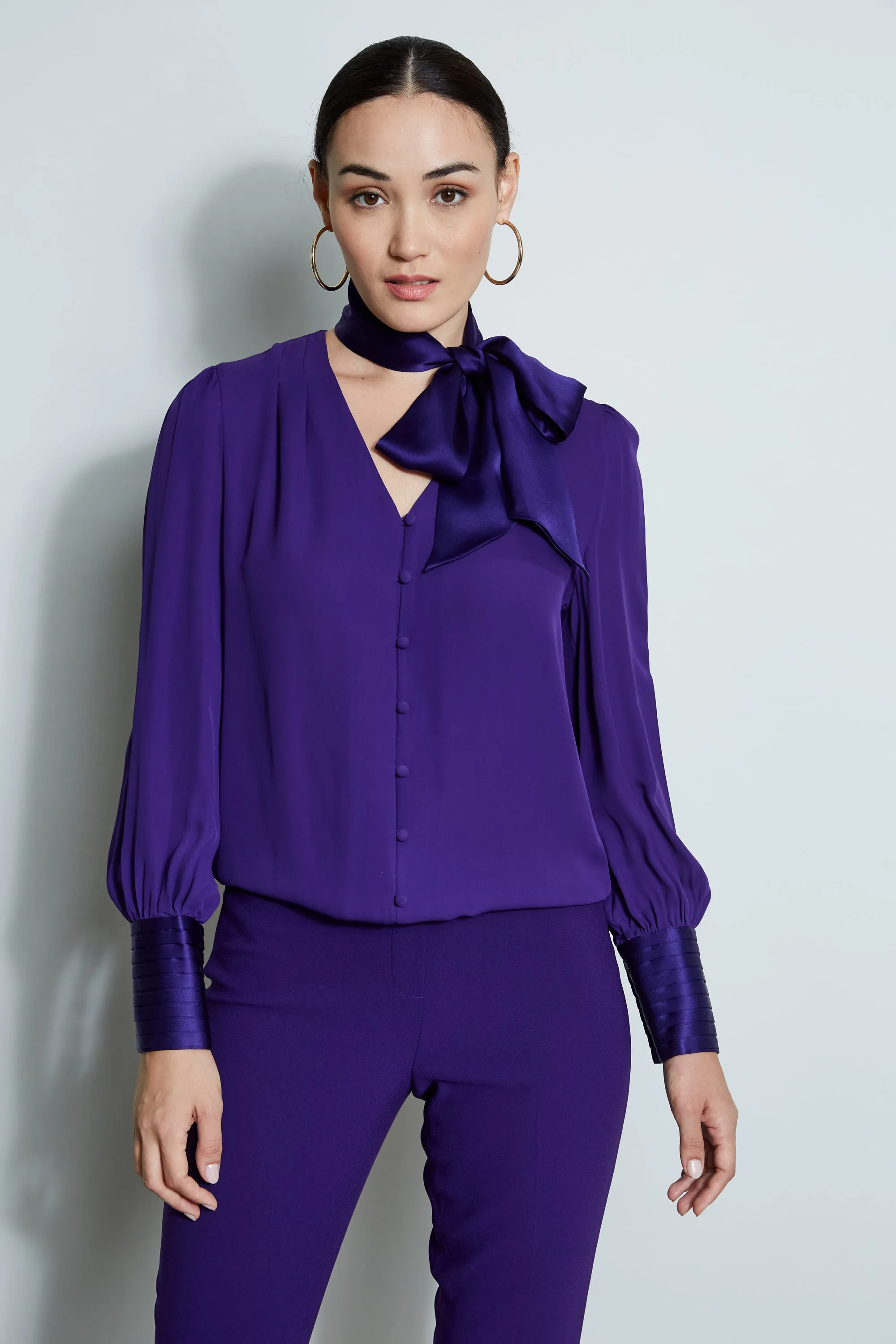 Blouson Satin Tie Shirt