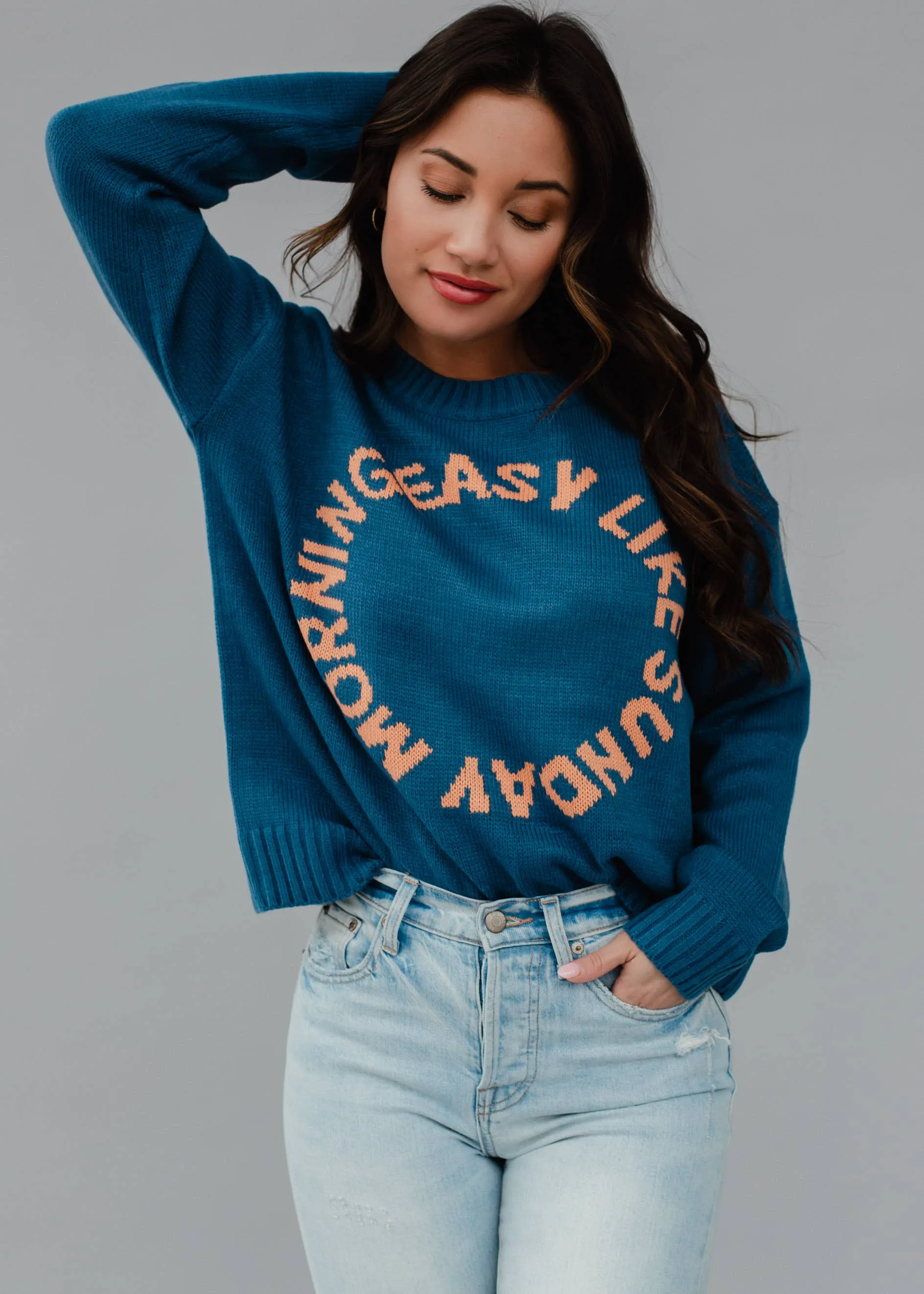 Blue Easy Like A Sunday Morning Sweater