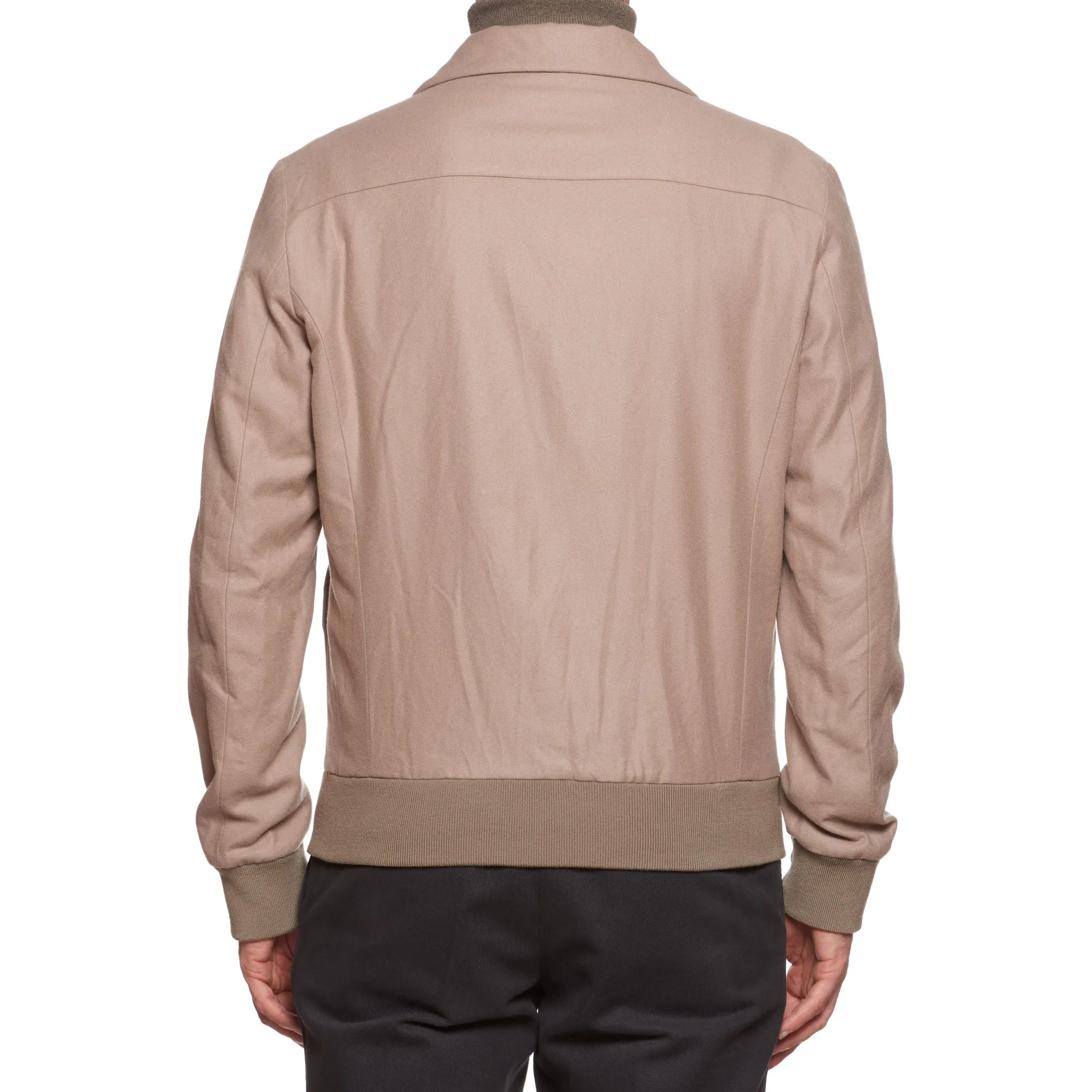 BOTTEGA VENETA Tan Cashmere Flight Bomber Jacket EU 50 US M