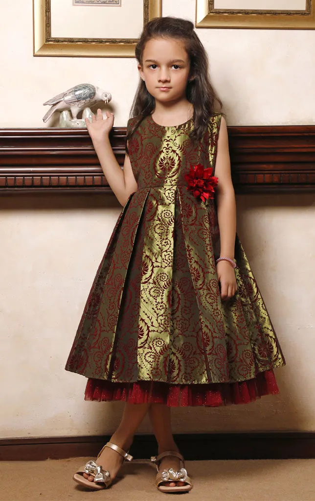 Box Pleated Flocked Taffeta Frock | WC1920 | F2043