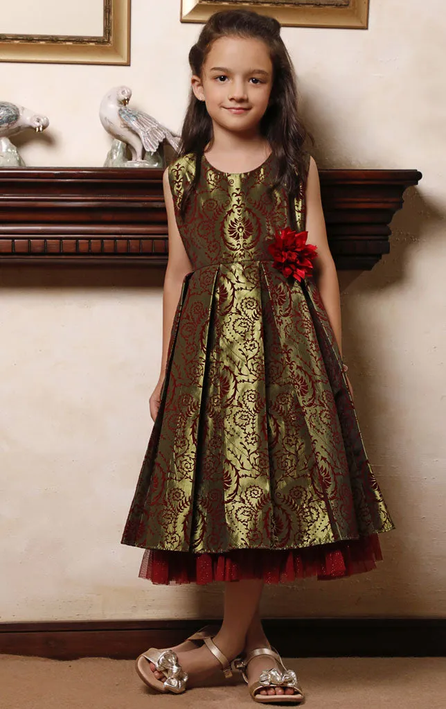 Box Pleated Flocked Taffeta Frock | WC1920 | F2043