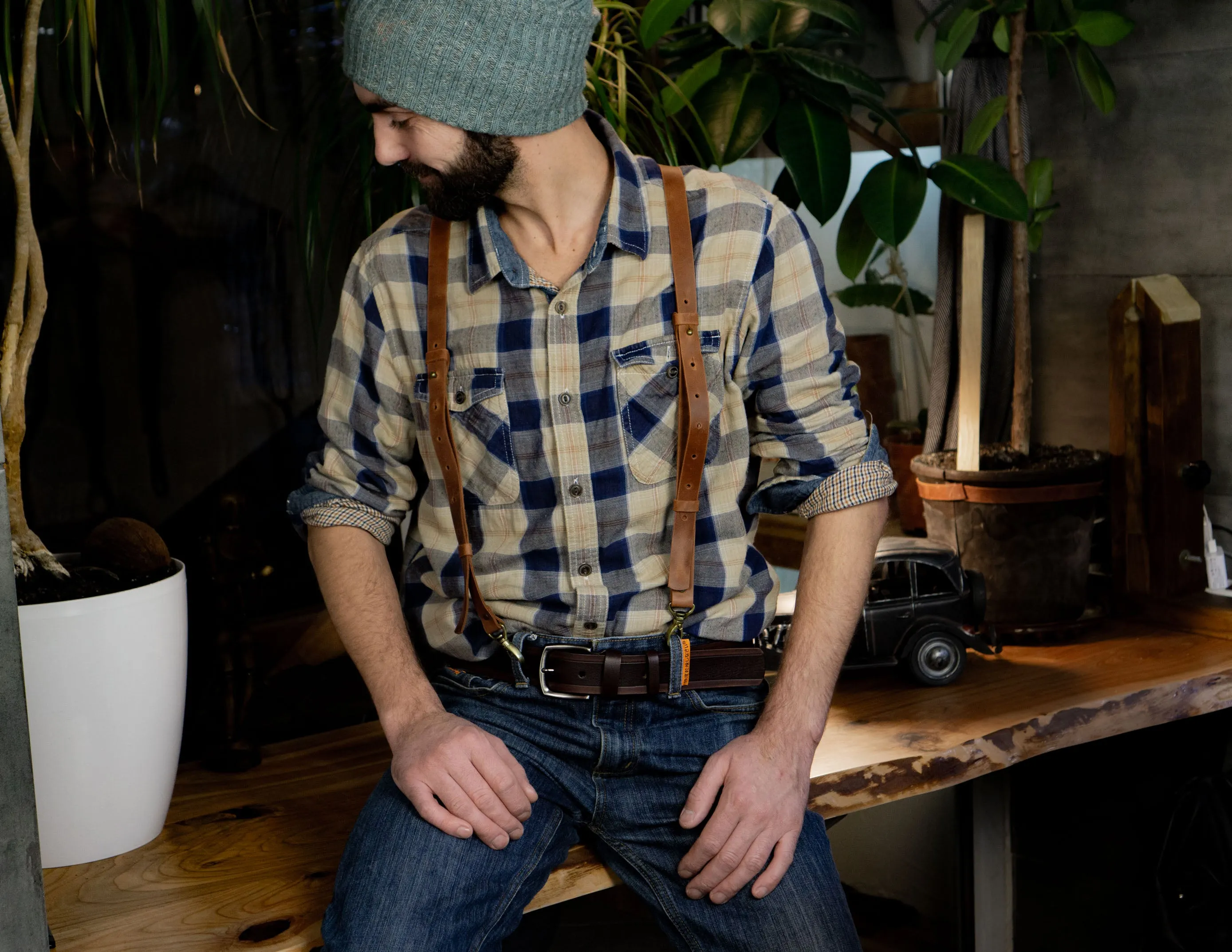 Brown Leather Suspenders | Personalized | Handcrafted | Unisex