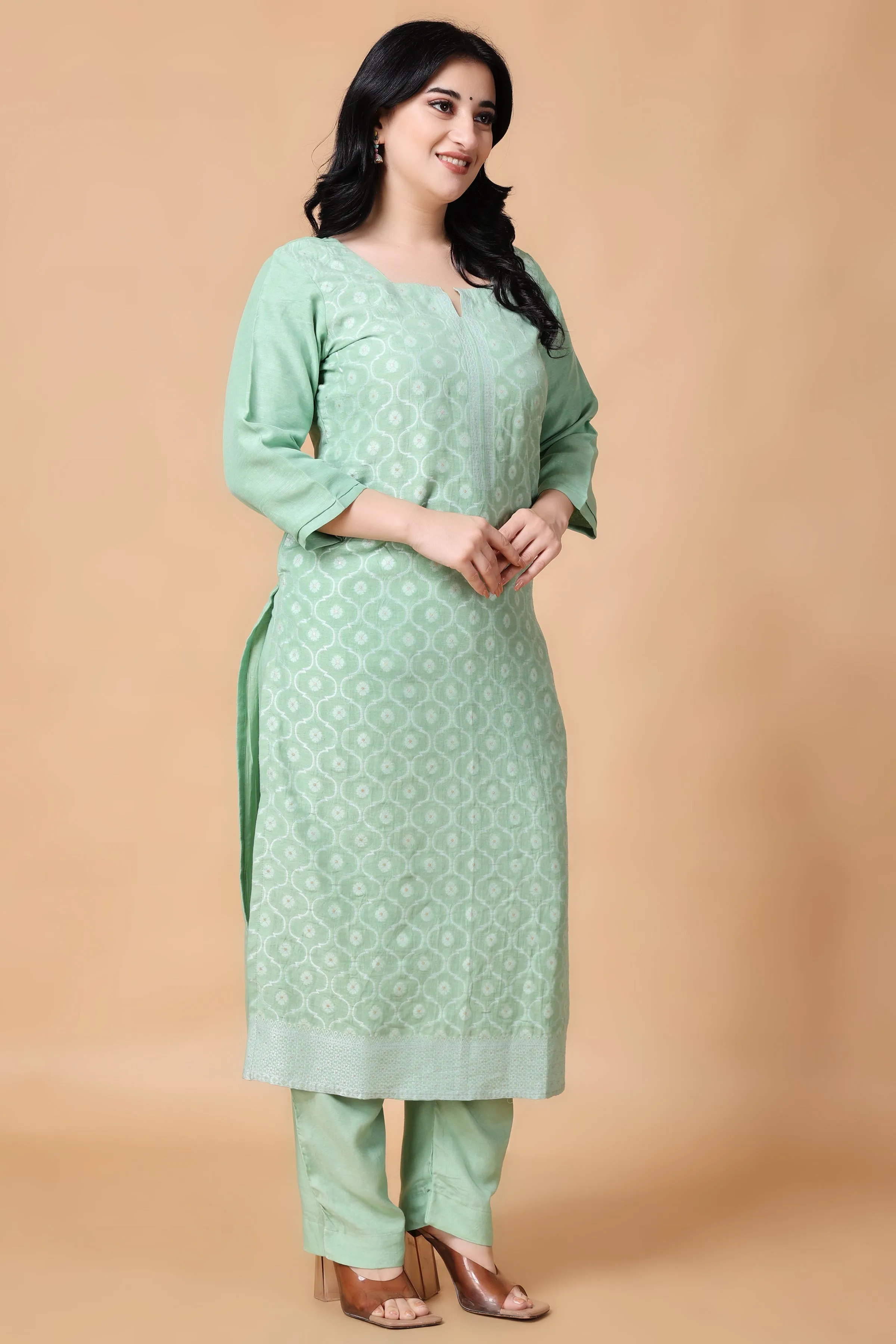 Canton Jade Jacquard Linen Suit