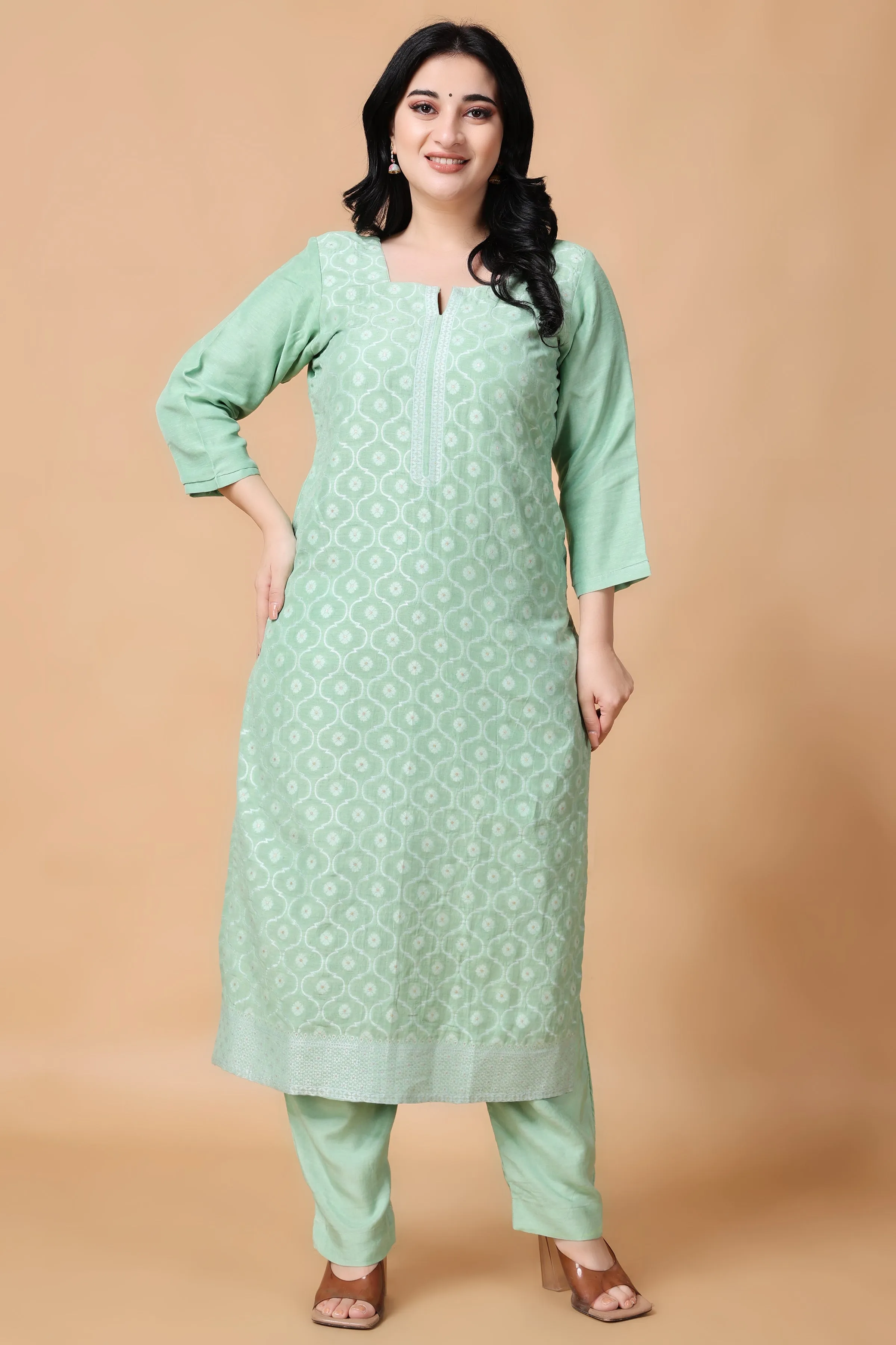 Canton Jade Jacquard Linen Suit