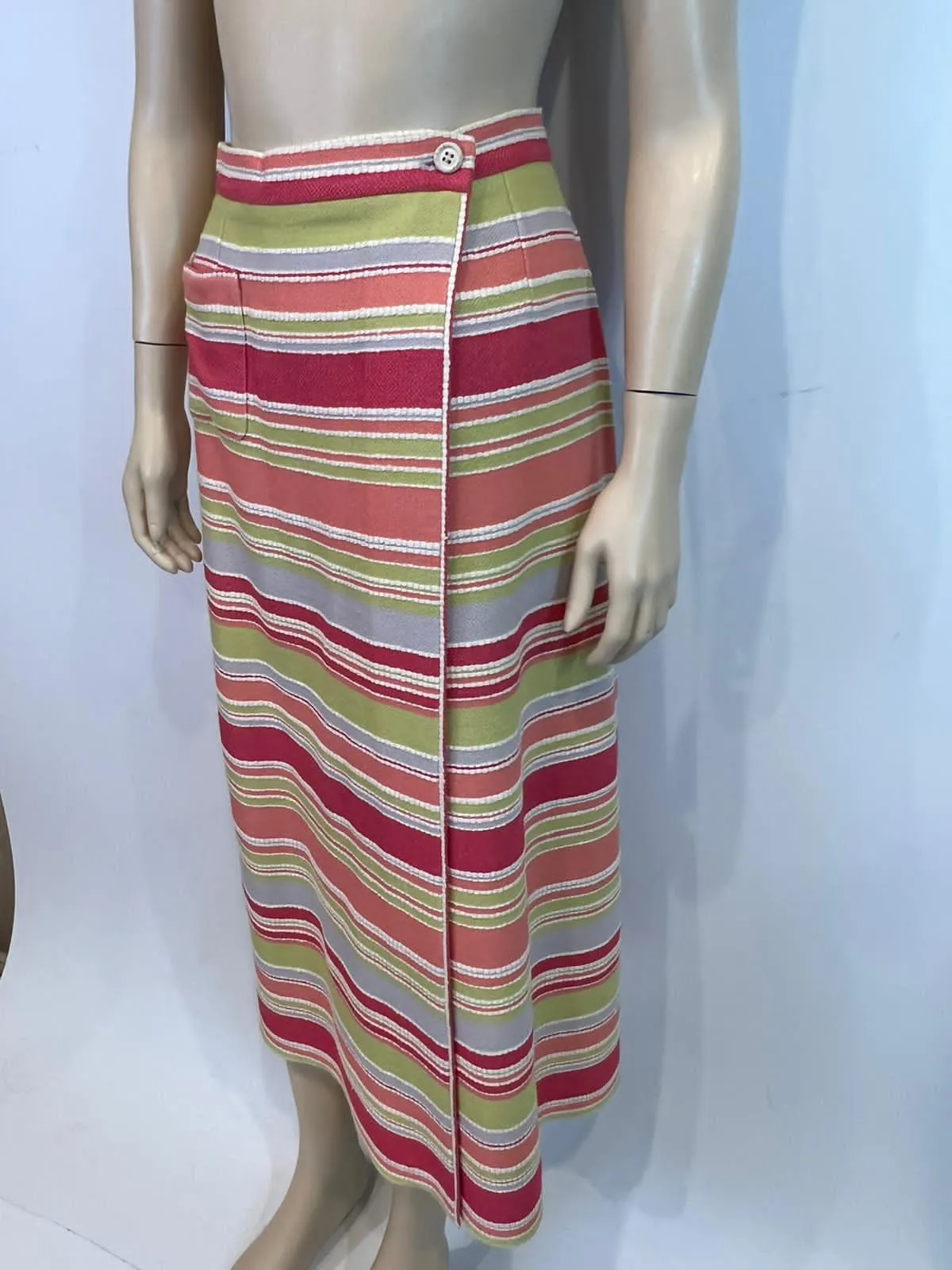 Chanel 00C 2000 Cruise Multicolor Stripe Maxi Long Skirt FR 34 US 4