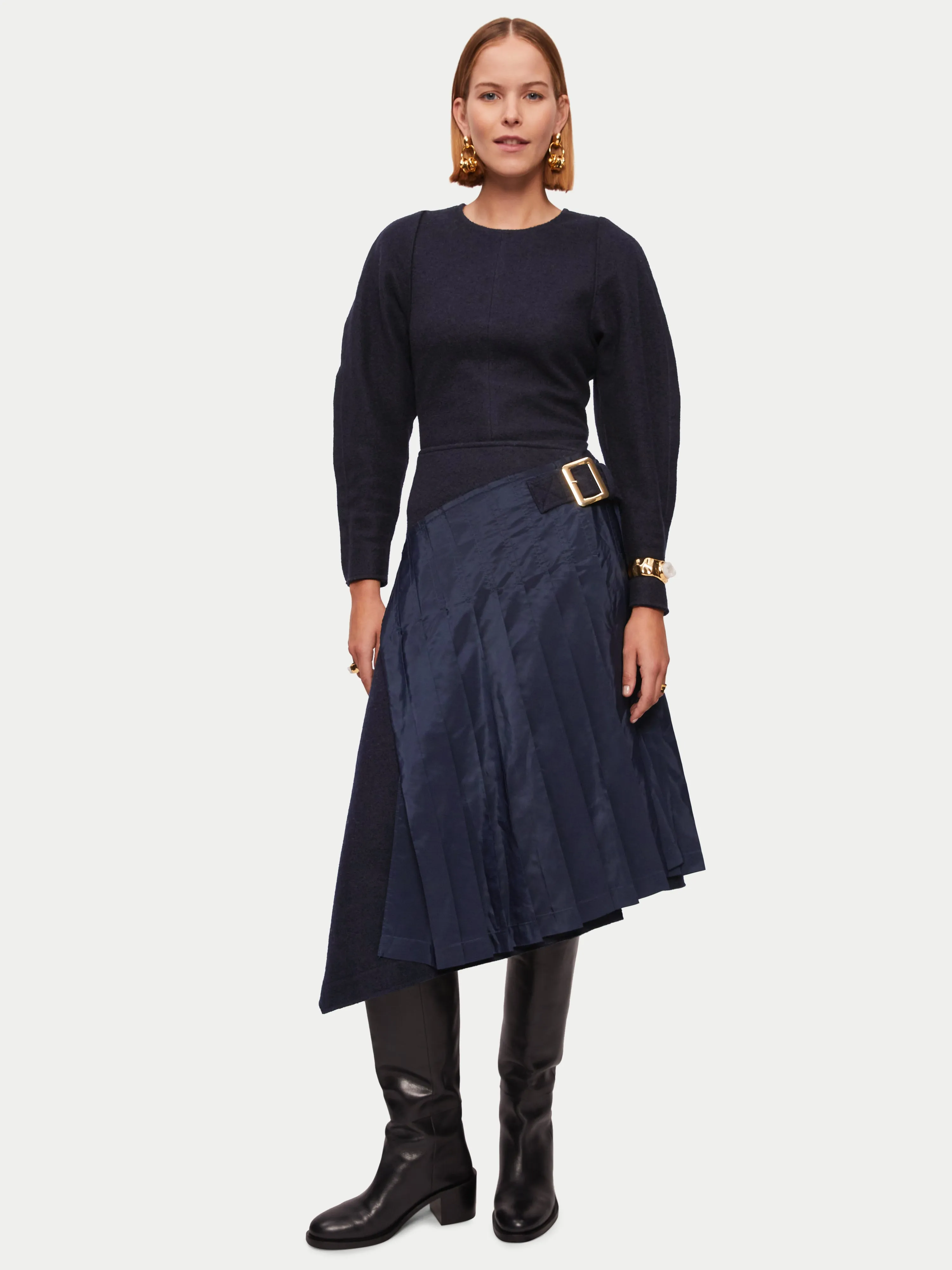 Collagerie Pleated Kilt Dress | Navy