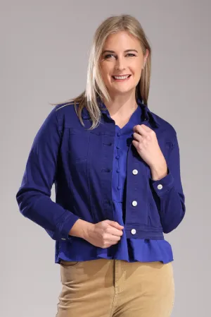 Coloured Cotton Blend Crop Jacket | DEEP ROYAL | 6921ZZ