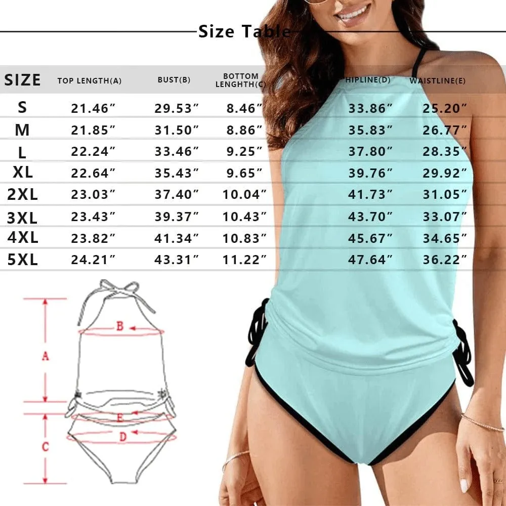 Custom Face Seamless Swimsuit Tankini Bikini Two Piece Bathing Suit Tank Top With Shorts