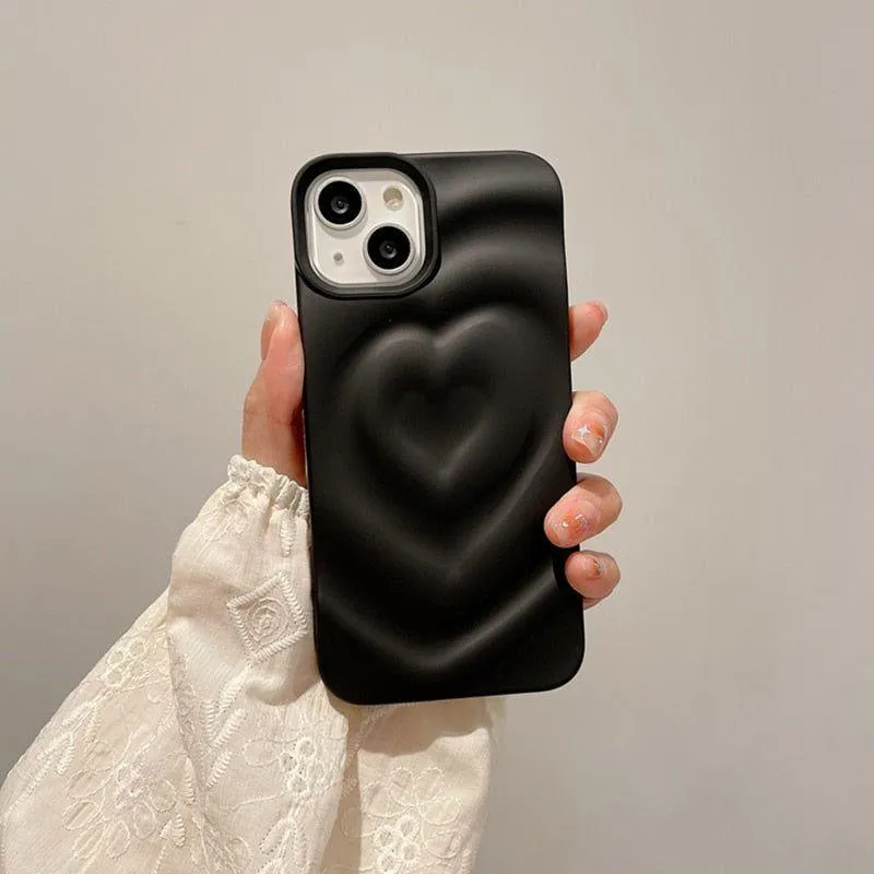 Cute Phone Cases For iPhone 13 14 11 12 Pro Max - 3D Pleated Water Ripple Heart