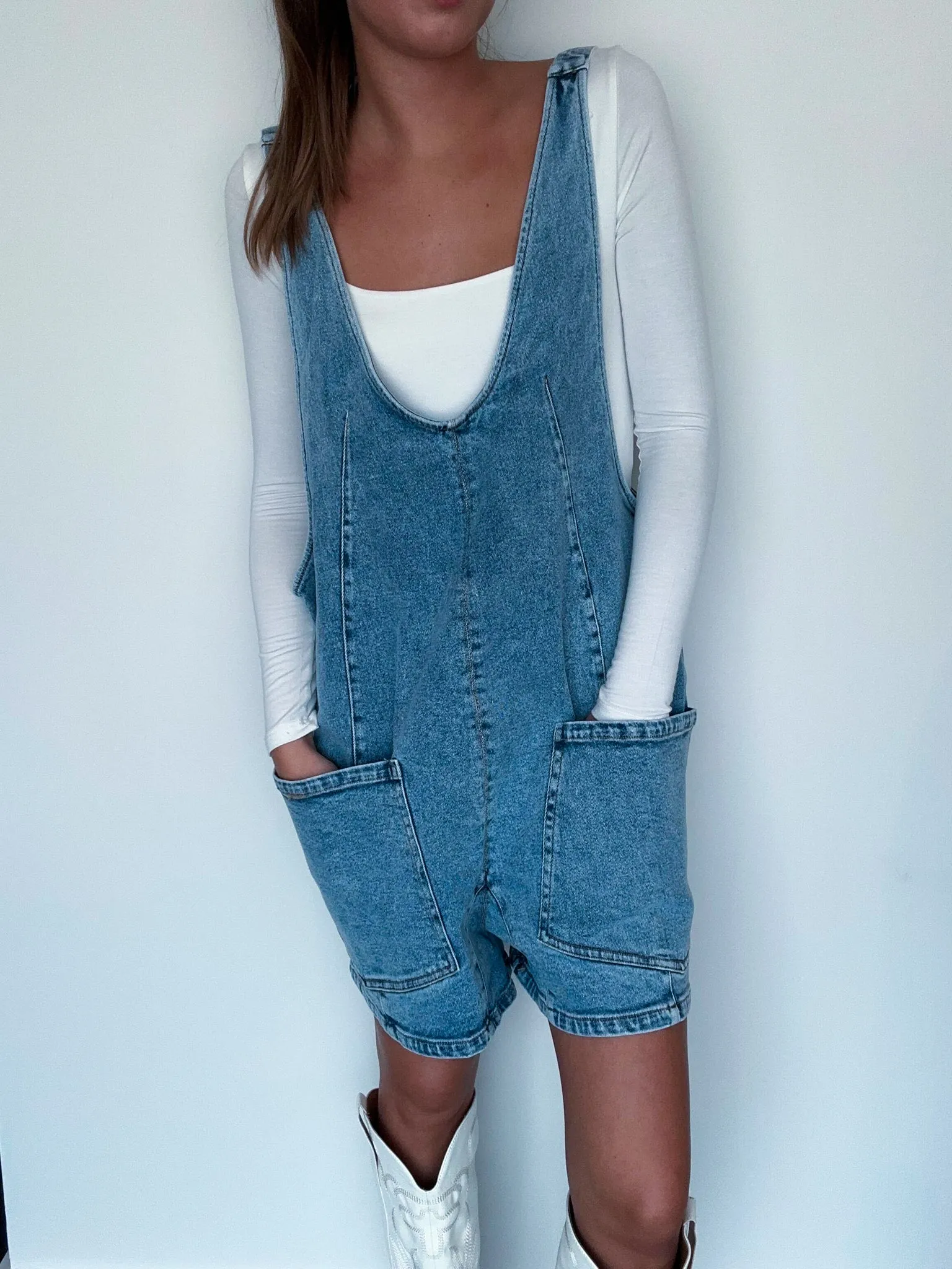 Denim Deep Pocket Romper