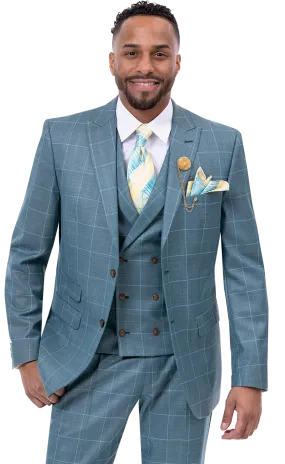 EJ Samuel Teal Suit M2767