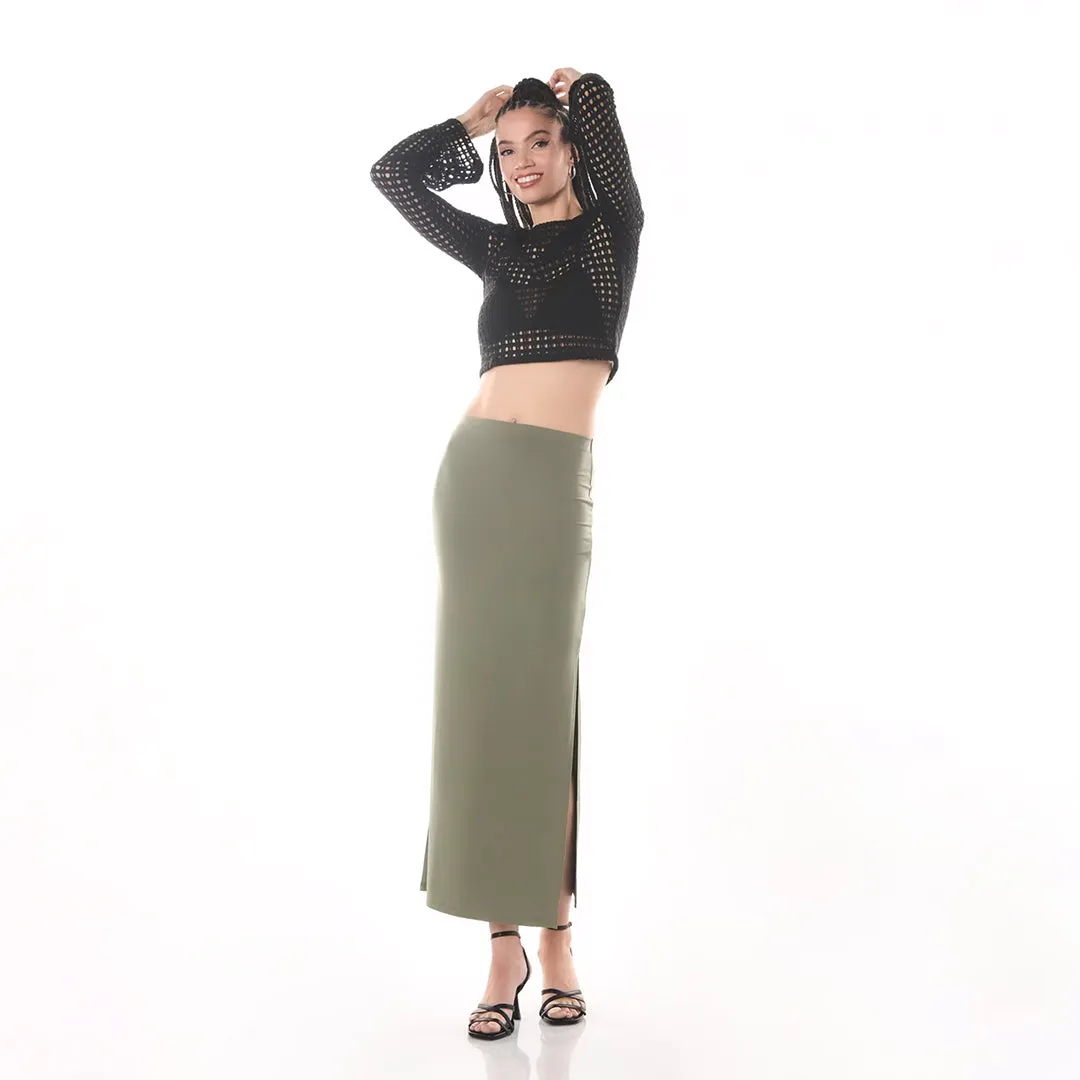 Elastic Waist Long Skirt