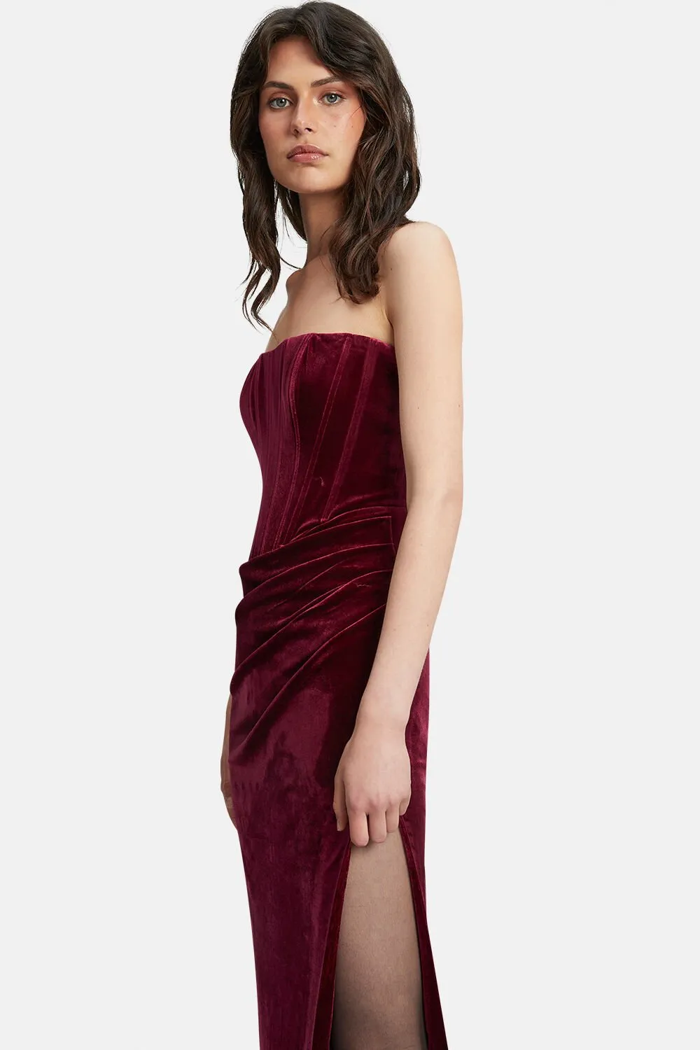 Everlasting Velour Midi Dress - Burgundy