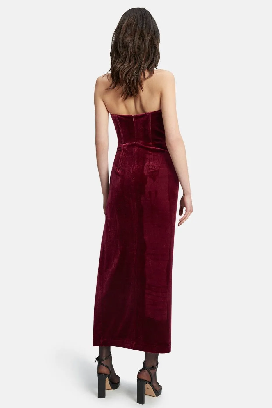 Everlasting Velour Midi Dress - Burgundy