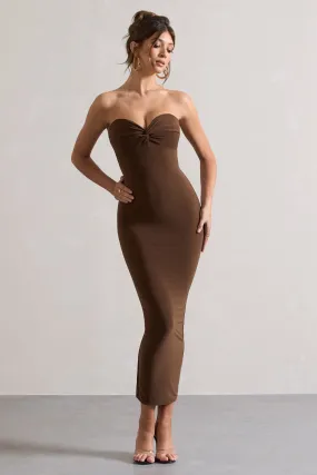 Evita | Chocolate Sweetheart Twist Detail Maxi Dress