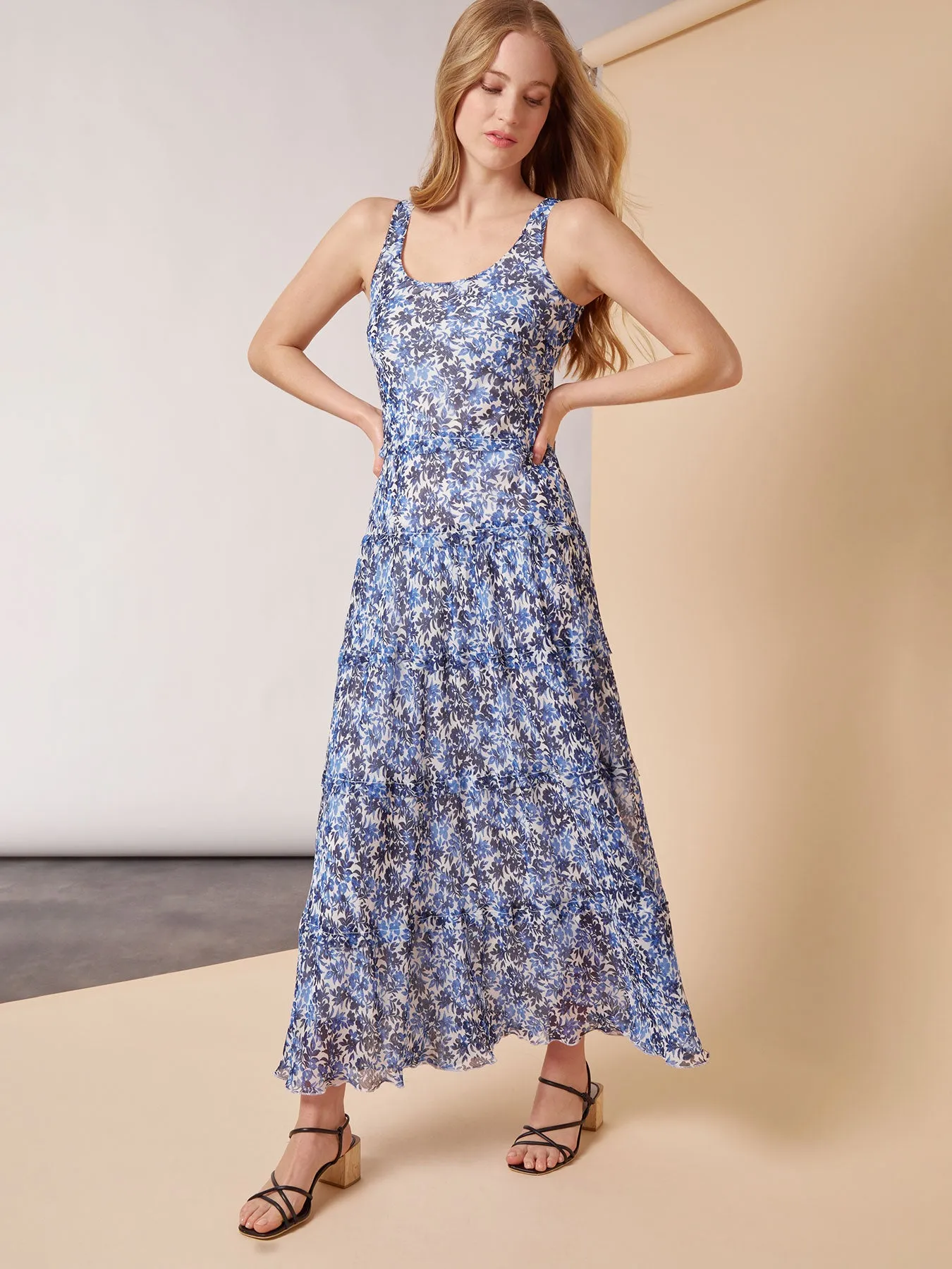 Floral Tiered Chiffon Dress