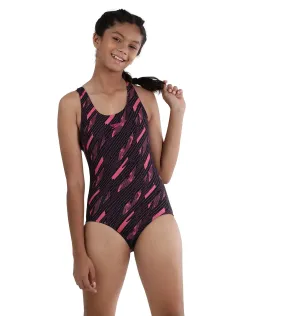 Girl's Endurance Hyper Boom Allover Racerback Swimwear - Truenavy & Electricpink