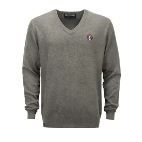 Grateful Dead | V Neck Sweater | Steal Your Face in Grey