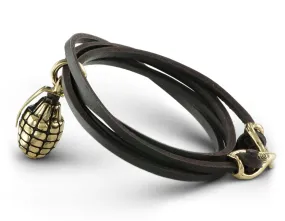 Grenade Leather Bracelet - Bronze