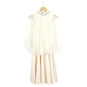 Gucci Ivory Pleated Sheer Overlay Dress with Crystals - XS / 2