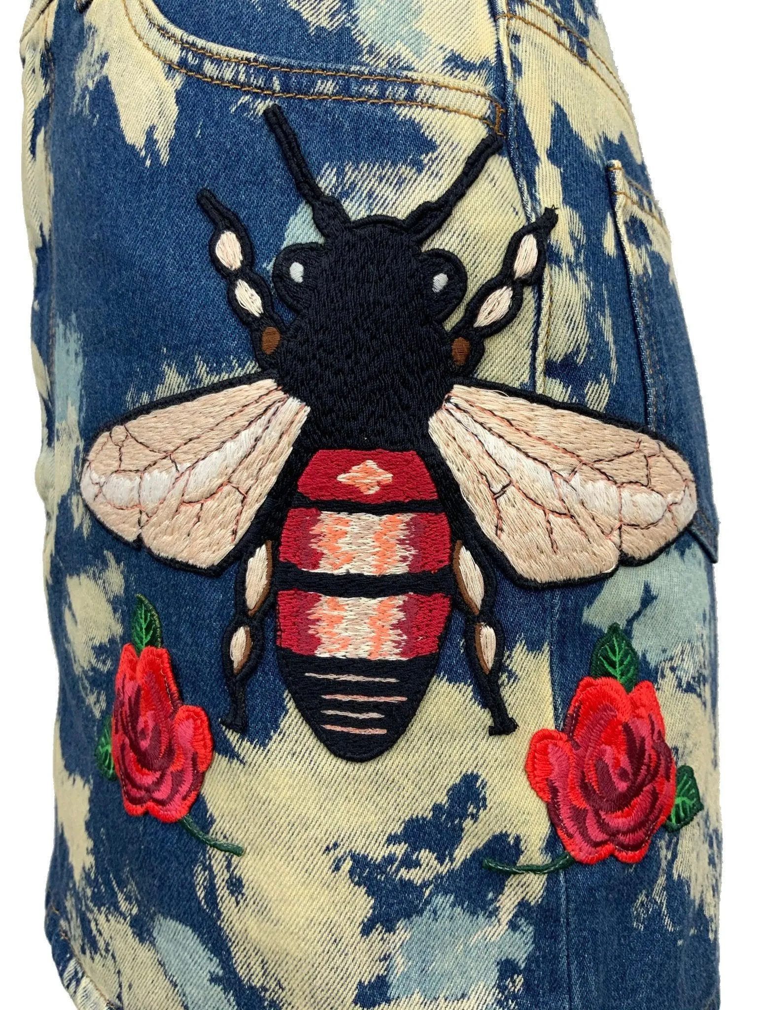 Gucci Printed Bee Denim Jean Skirt Size XS