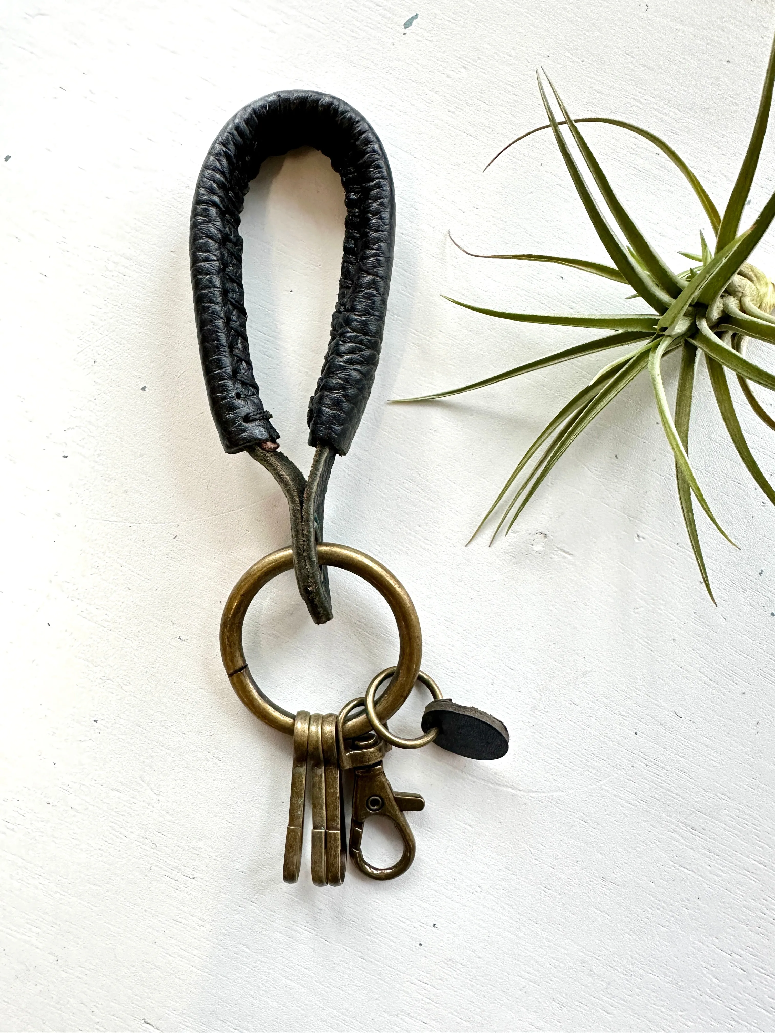 Handmade Hand Stitch Loop Genuine Leather Keychain