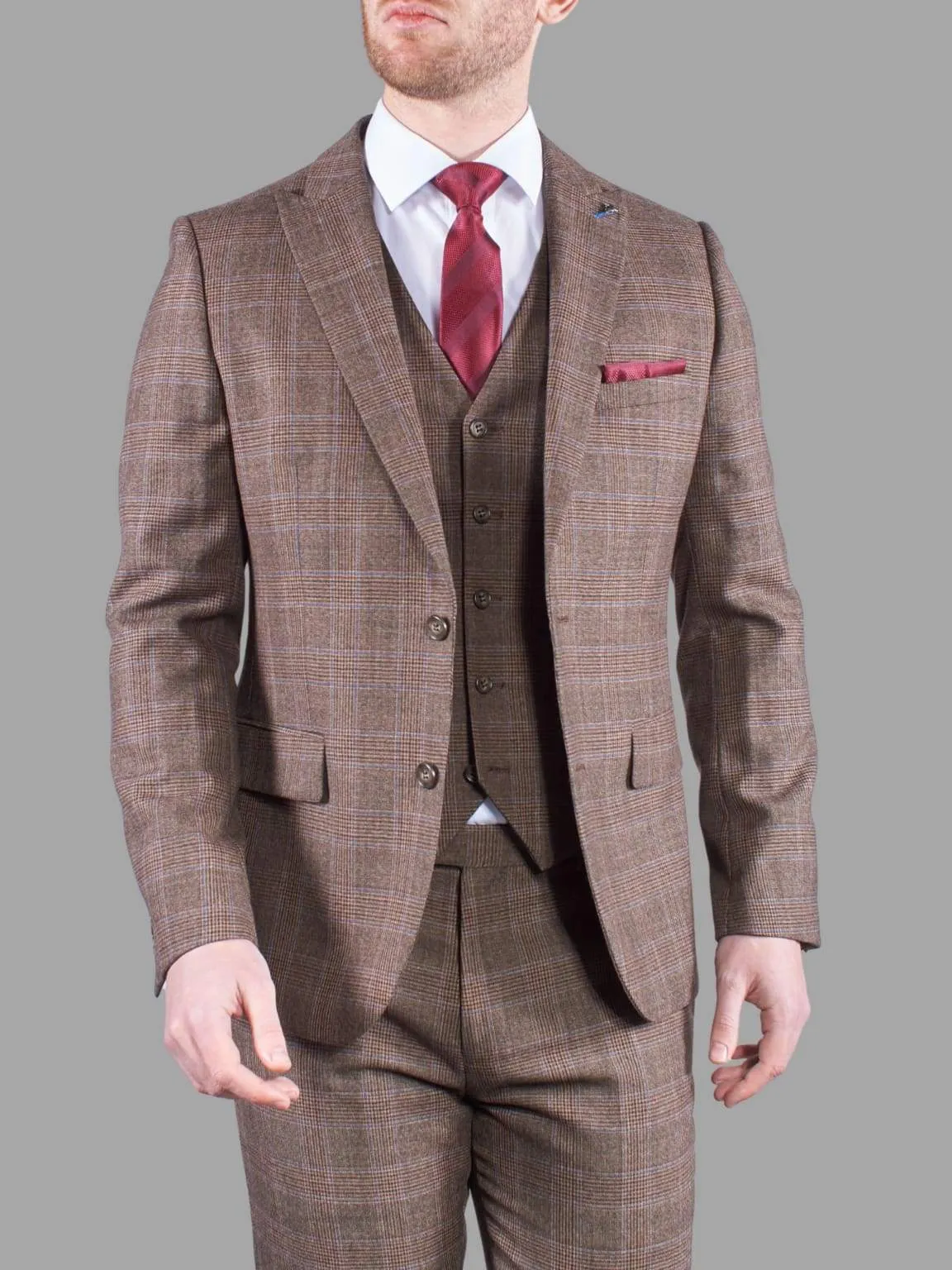 Harry Brown Tyler Brown Check 3 Piece Suit