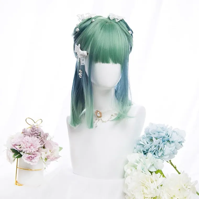 INS HARAJUKU GREEN BLUE SHORT STRAIGHT WIG BY90017