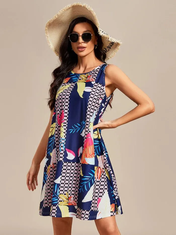 Loose A-Line Printed Strapless Cocktail Dresses