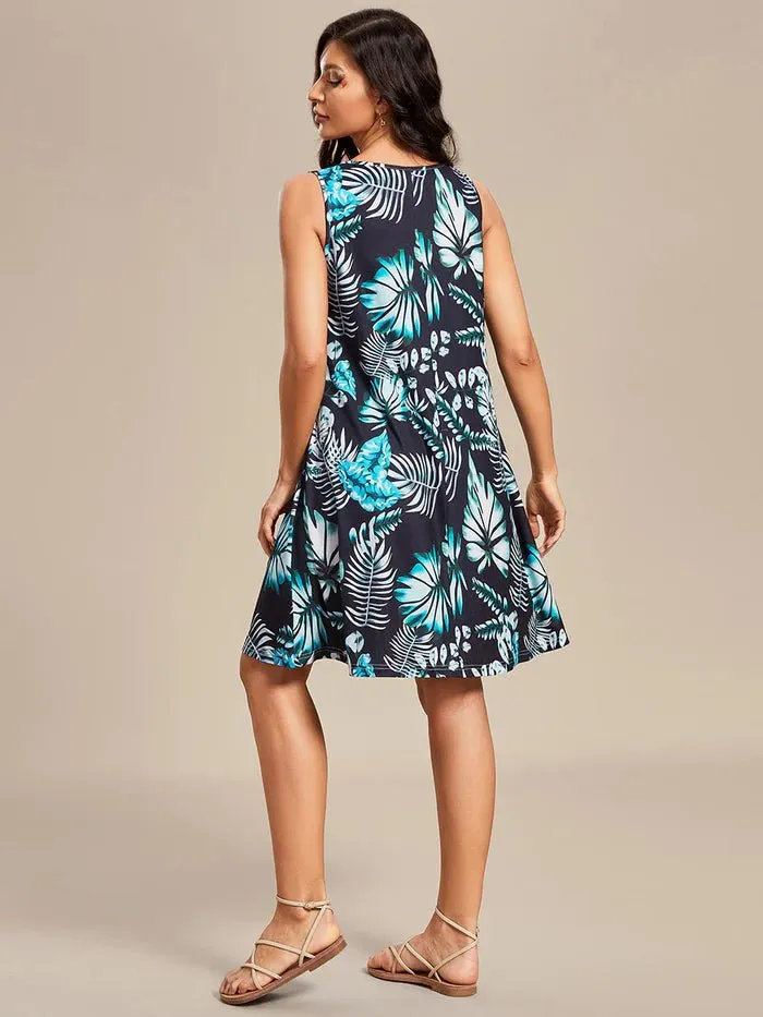 Loose A-Line Printed Strapless Cocktail Dresses