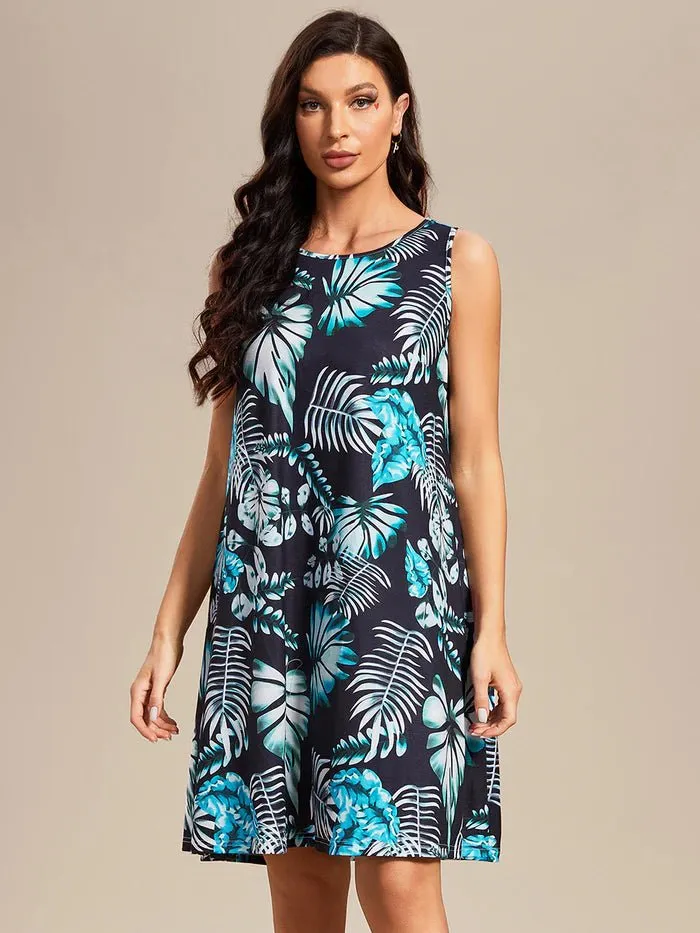 Loose A-Line Printed Strapless Cocktail Dresses