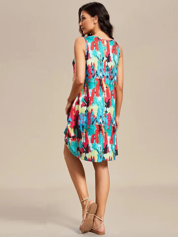 Loose A-Line Printed Strapless Cocktail Dresses