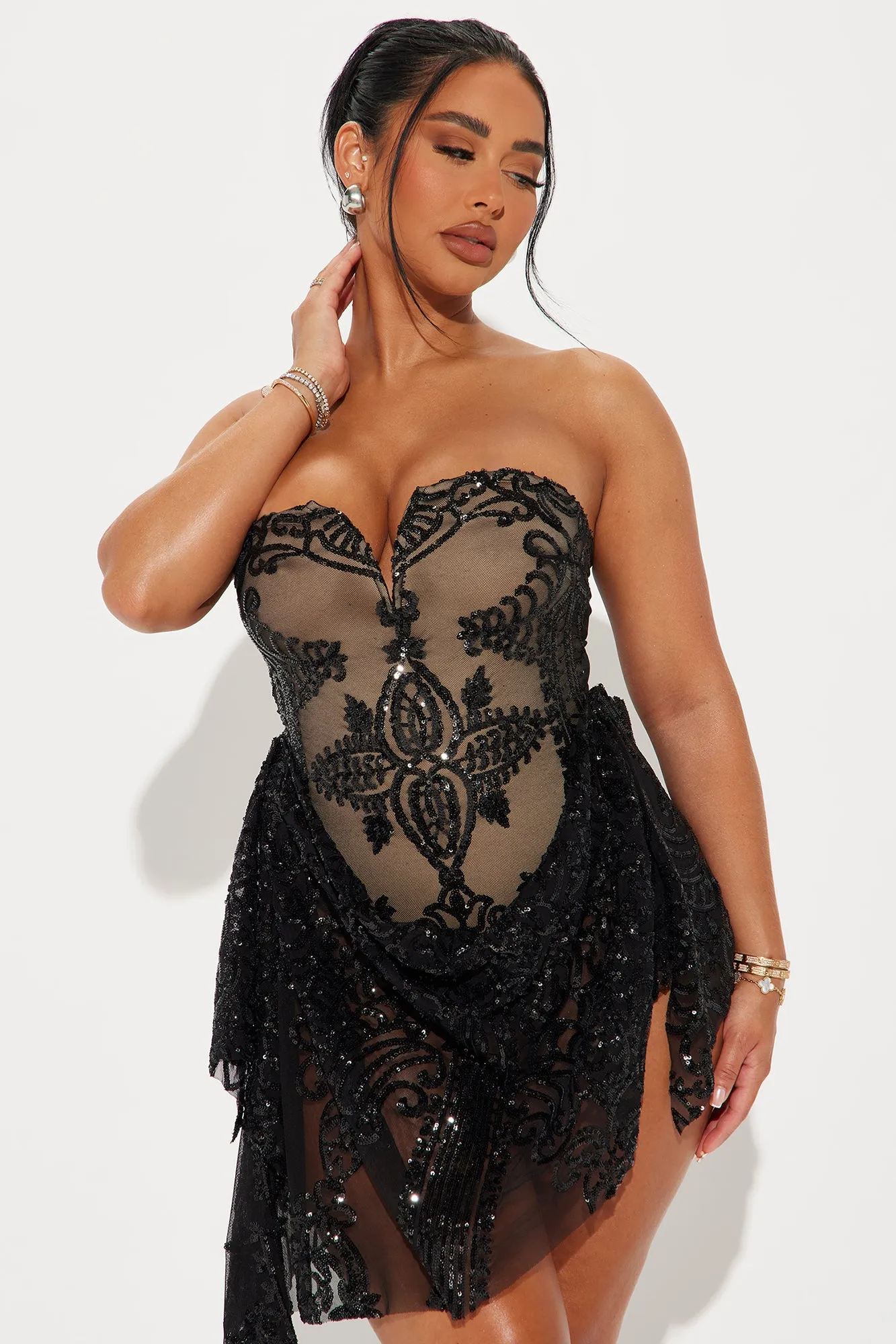 Luxe Devotion Mesh Micro Mini Dress - Black