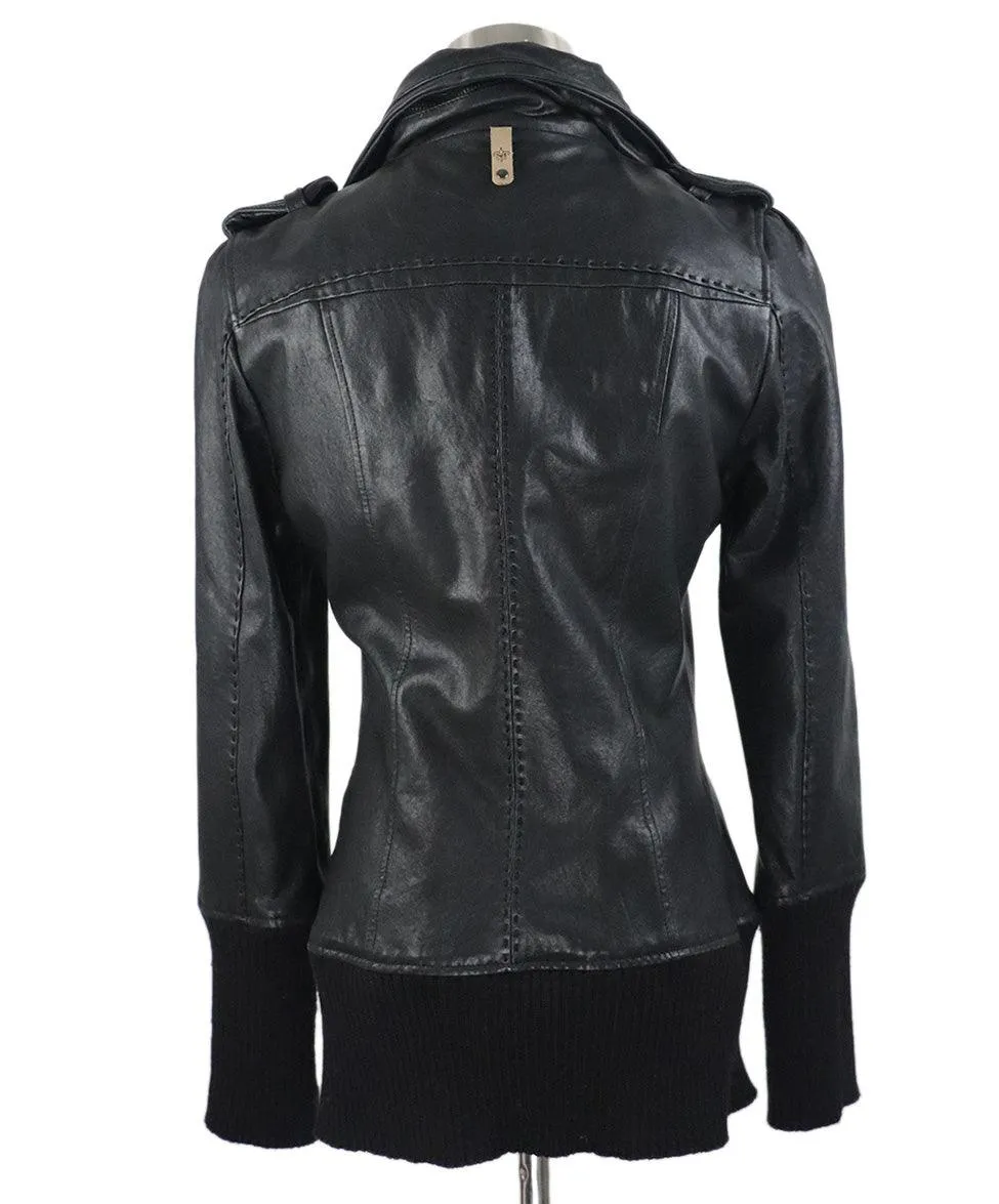 Mackage Black Leather Jacket sz 2